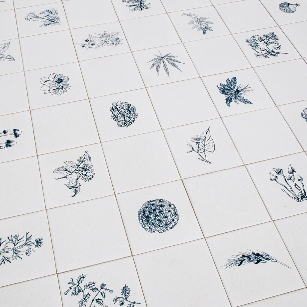 Adriana Varejão, Panacea Phantastica, 2003-08, [detalhe],serigrafia sobre azulejo, 40 x 202 x 202 cm. Foto: Vicente Mello.