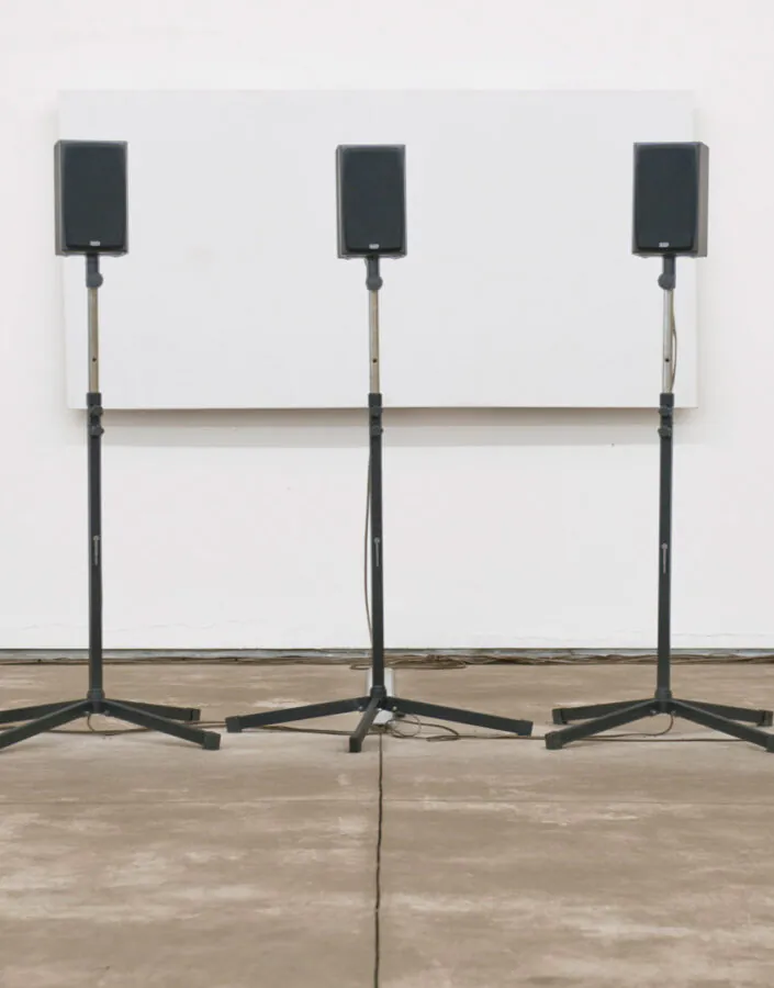 Janet Cardiff, Forty Part Motet, 2001, [detalhe], instalação sonora em 40 canais, com duração de 14’7”, cantada pelo coro da catedral de Salisbury, dimensões variáveis. Foto: William Gomes.