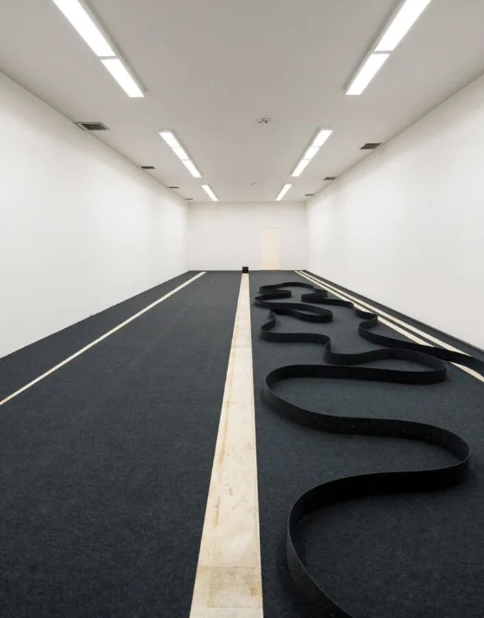 Obra Método para arranque e deslocamento, 1992-93, de José Damasceno na exposição "Visão Geral" (2019). Acervo de arte contemporânea Inhotim
