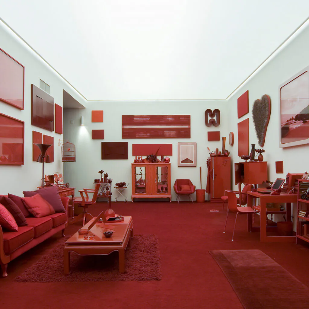 Cildo Meireles, Desvio para o vermelho I: Impregnação, 1967-84, materiais diversos, dimensões variáveis. Foto: Eduardo Eckenfels