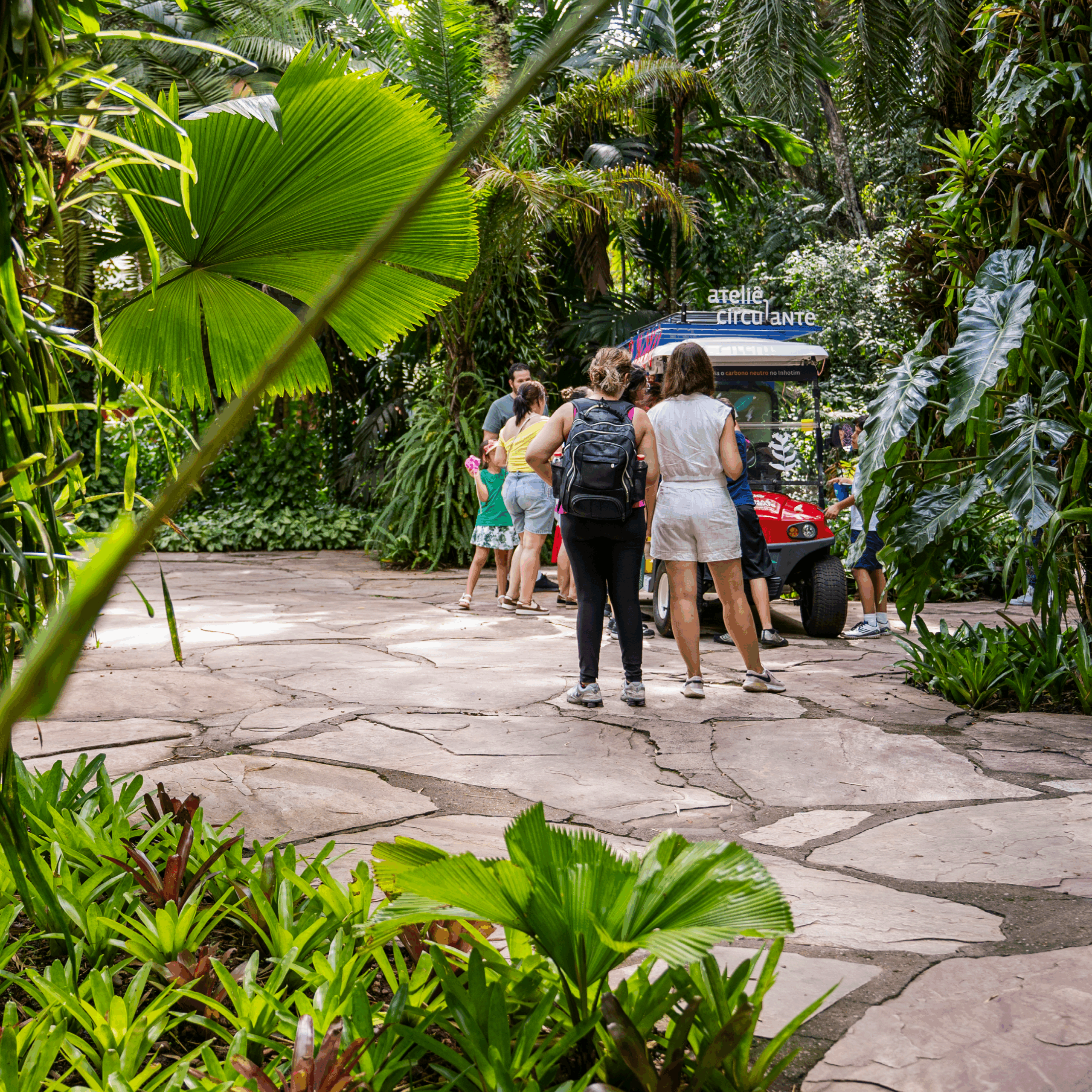 O Ateliê Circulante convida para atividades em diferentes pontos do Inhotim, experimentando a arte e natureza. Foto: Brendon Campos